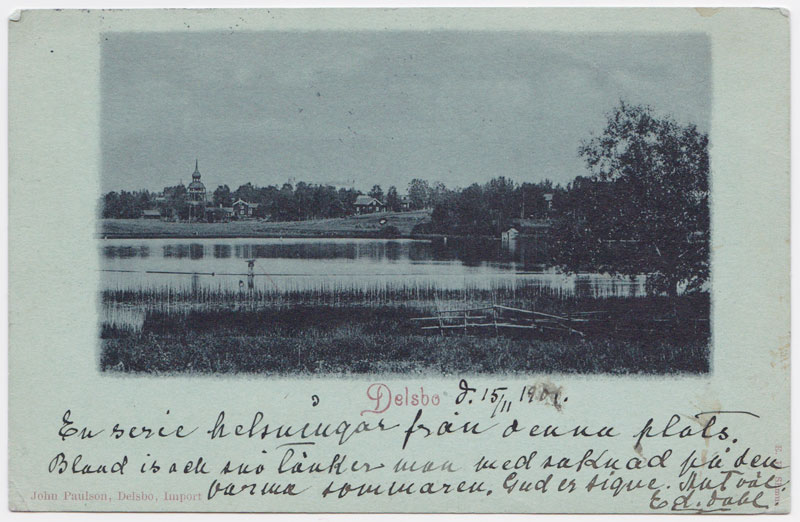 Vykort “Delsbo”, 1901, John Paulson (V076).