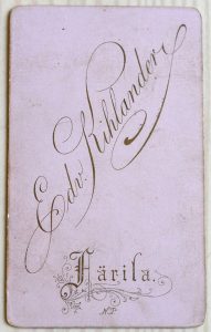 Edv. Kihlander visitkort Färila, bak (Färila HBF).