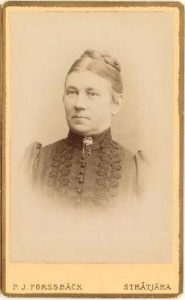 P. J. Forssbäck visitkort Stråtjära, fram (privat).