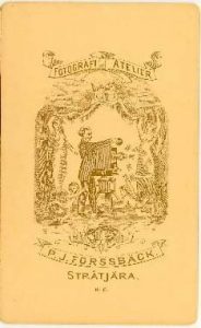 P. J. Forssbäck visitkort Stråtjära, bak (privat).