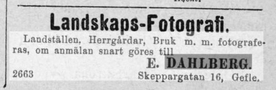 E. Dahlberg annons i Norrlandsposten den 18 juli 1881.
